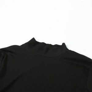 High Neck Long Sleeve Hollow Out Mesh Bodysuit - Y2K Fashion & Outfit Ideas