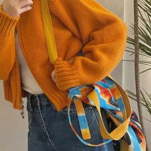 Indie Zip Up Knitted Cardigan - Y2K Fashion Essential for Spring & Summer Outfits