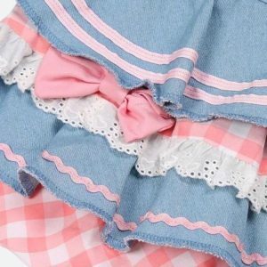 Kawaii Layered Denim Mini Skirt - Y2K Fashion for Spring & Summer Outfits