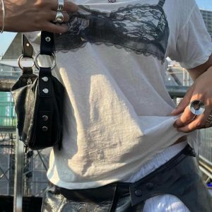 Lace Bra Tee: Y2K Fashion Must-Have for Spring Outfits & Casual Looks