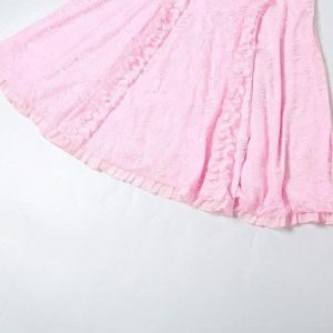 Lace Contrast Bowknot Zip-Up Ruffle Backless Tube Maxi Dress - Y2K Fashion Dream Outfit