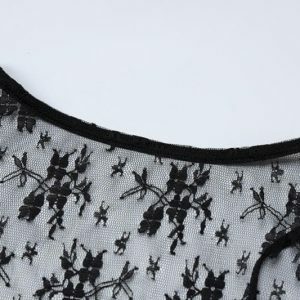 Lace Solid See-Through Halter Cap Sleeve Backless Crop Top for Y2K Fashion Outfits