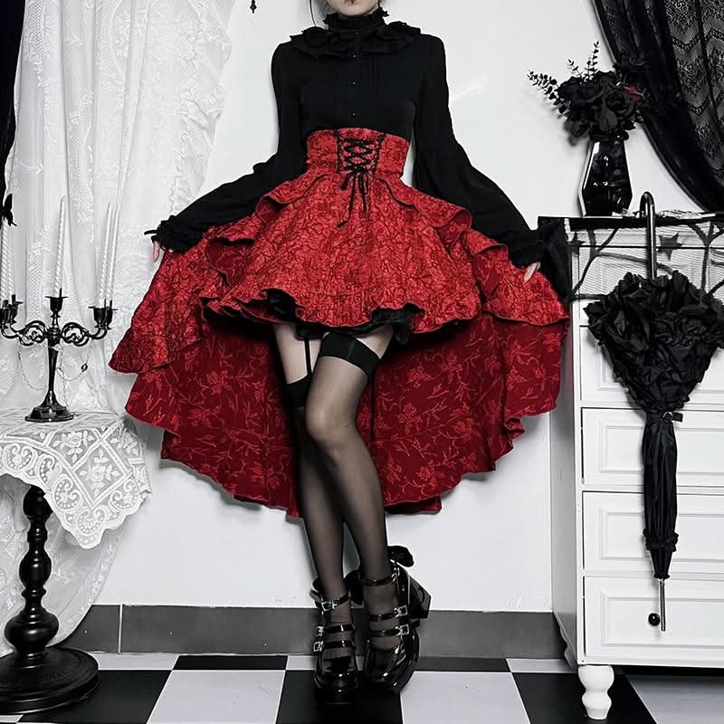 Lace Up Corset Ruffle Textured Zip-Up Mini Skirt - Y2K Fashion & Outfit Ideas