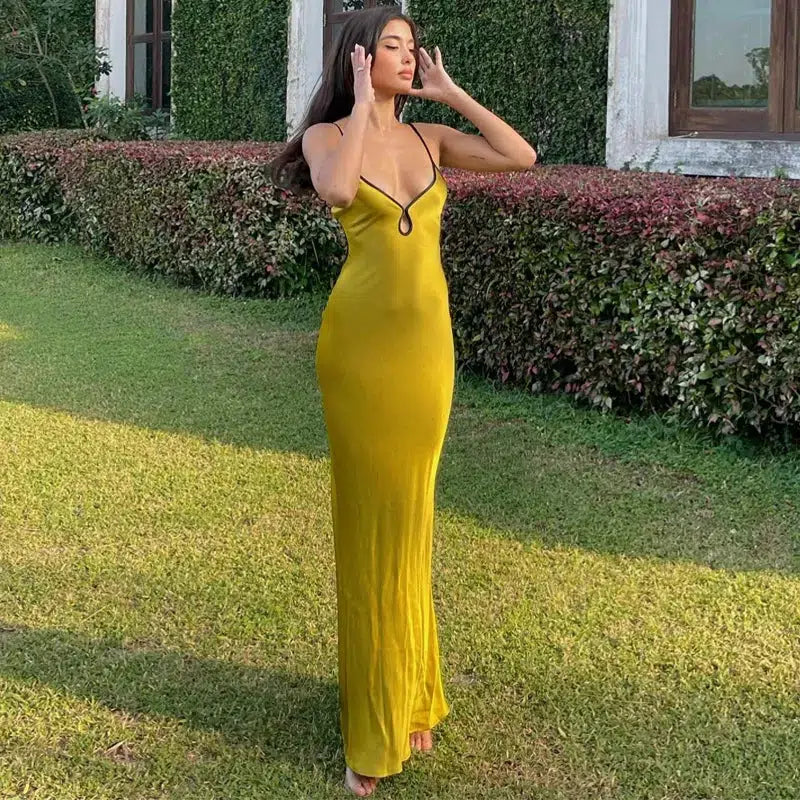 Satin Backless Maxi Dress - Y2K Fashion for Summer & Spring Outfits, Perfect for Prom & Events