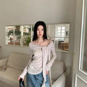Tie Front One Shoulder Top - Y2K Fashion, Spring Outfits, Casual & Vacation Outfit Ideas