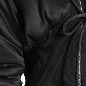 Trendy Puffer Corduroy Zip-Up Jacket for Y2K Fashion & Spring Outfits