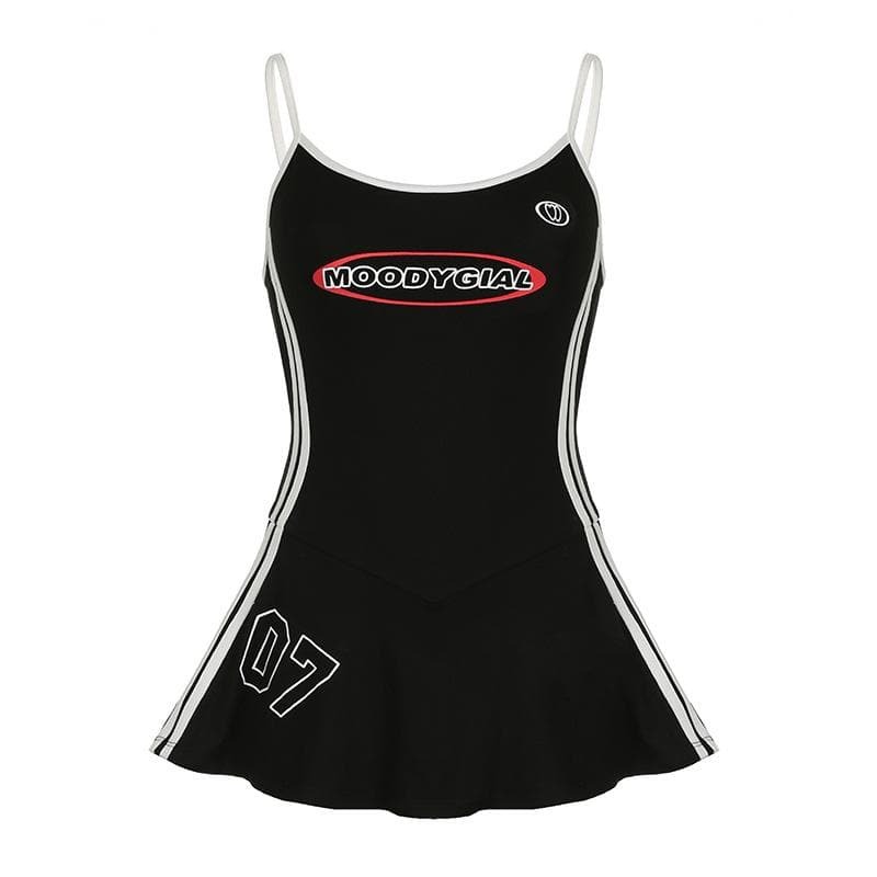 U Neck Letter Pattern Cami Mini Dress - Y2K Fashion for Summer & Spring Outfits