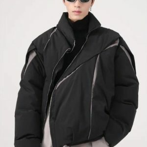 Y2K Asymmetrical Zipper Puffer Jacket - Trendy Summer & Spring Fashion Outfit Ideas