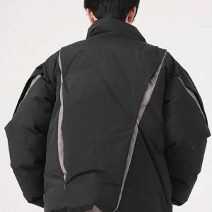 Y2K Asymmetrical Zipper Puffer Jacket - Trendy Summer & Spring Fashion Outfit Ideas