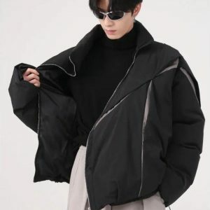 Y2K Asymmetrical Zipper Puffer Jacket - Trendy Summer & Spring Fashion Outfit Ideas