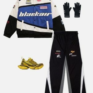 Y2K Color Blocking Racing Pants for Trendy Summer & Spring Outfits