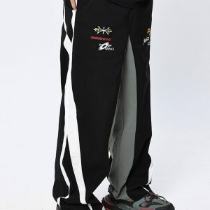 Y2K Color Blocking Racing Pants for Trendy Summer & Spring Outfits