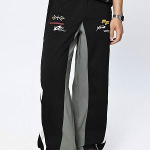 Y2K Color Blocking Racing Pants for Trendy Summer & Spring Outfits