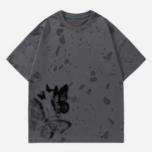 Y2K Distressed Butterfly Tee for Trendy Summer & Spring Outfits