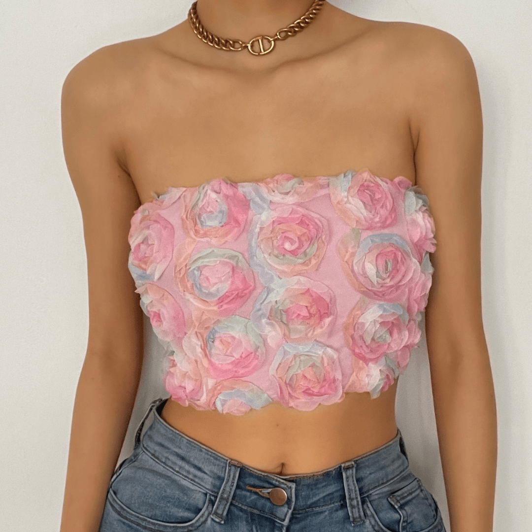 Y2K Fashion Appliques Tube Top - Trendy Summer & Spring Outfits for Every Occasion