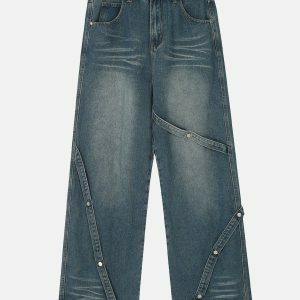 Y2K Fashion Bandage Decoration Loose Jeans for Trendy Summer Outfits