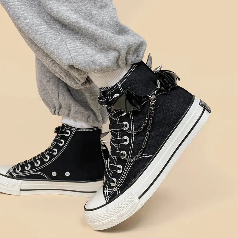 Y2K Fashion Bat Wings Spiked Canvas Shoes for Trendy Summer & Spring Outfits
