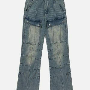 Y2K Fashion Big Pocket Jeans for Casual Outfits & Spring Vibes