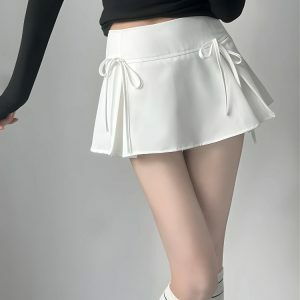 Y2K Fashion Bow Pleated Mini Skirt - Trendy Spring & Summer Outfit Ideas for Every Occasion