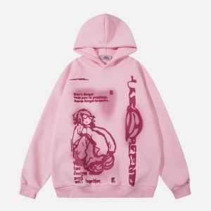 Y2K Fashion Cartoon Print Hoodie for Casual Outfits & Spring Vibes