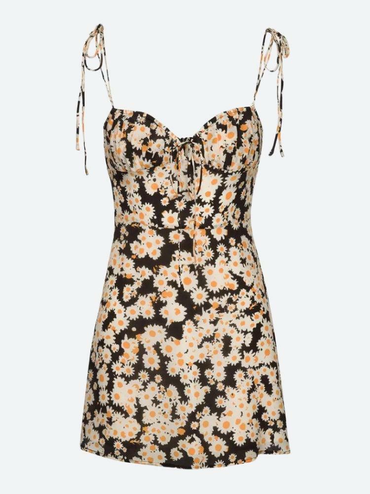 Y2K Fashion Cottagecore Daisy Tie Strap Mini Dress - Perfect for Spring Outfits & Brunch