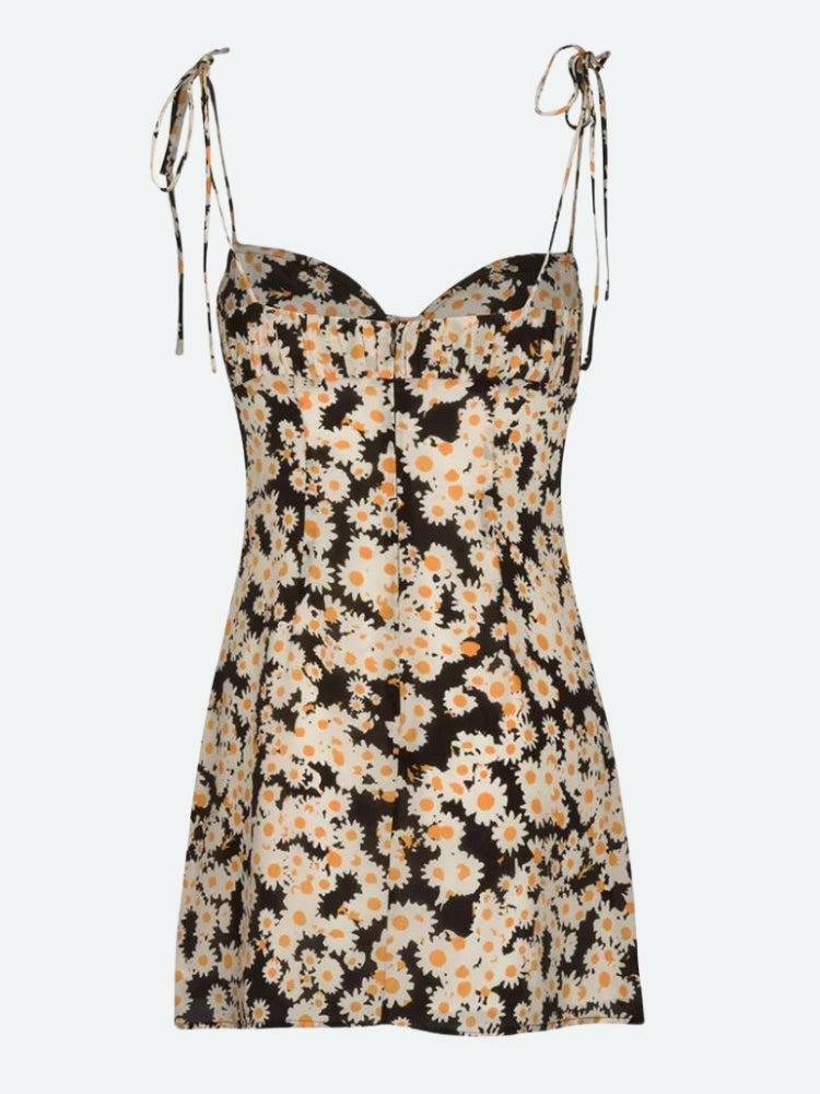 Y2K Fashion Cottagecore Daisy Tie Strap Mini Dress - Perfect for Spring Outfits & Brunch
