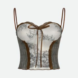 Y2K Fashion Cottagecore Lace Bow Top - Perfect for Spring Outfits & Casual Looks