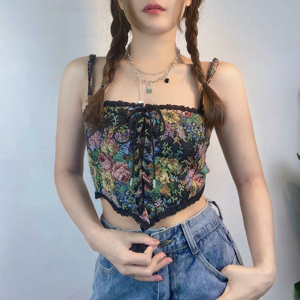 Y2K Fashion Cottagecore Lace Corset Top - Perfect for Spring Outfits & Casual Looks