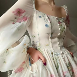 Y2K Fashion Cottagecore Maxi Dress - Perfect for Spring Outfits & Summer Fits
