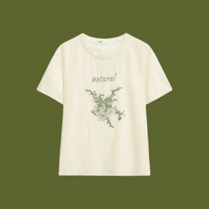 Y2K Fashion Cottagecore Natural Tee - Perfect for Spring Outfits & Casual Looks