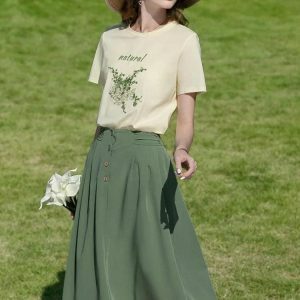 Y2K Fashion Cottagecore Natural Tee - Perfect for Spring Outfits & Casual Looks