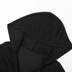 Y2K Fashion Cowl Neck Hoodie - Trendy Cut Out Long Sleeve Crop Top for Spring Outfits