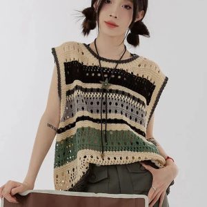 Y2K Fashion Crochet Sweater Vest - Trendy Spring Outfits & Casual Outfit Ideas