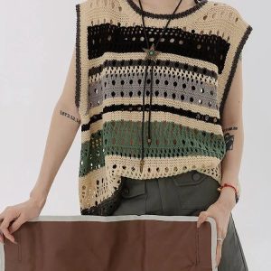 Y2K Fashion Crochet Sweater Vest - Trendy Spring Outfits & Casual Outfit Ideas
