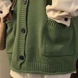 Y2K Fashion Deep V-Neck Sleeveless Cardigan - Trendy Spring & Summer Outfit Essential