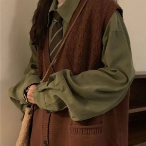 Y2K Fashion Deep V-Neck Sleeveless Cardigan - Trendy Spring & Summer Outfit Essential