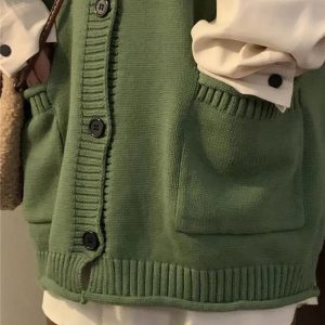 Y2K Fashion Deep V-Neck Sleeveless Cardigan - Trendy Spring & Summer Outfit Essential