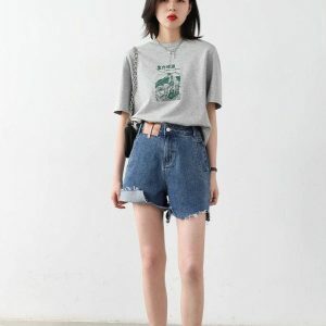 Y2K Fashion Distressed Jean Shorts - Casual Summer Outfits & Outfit Ideas