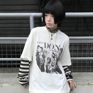 Y2K Fashion Grunge Don't Smoke Layered Top - Trendy Outfit Ideas for Spring & Summer