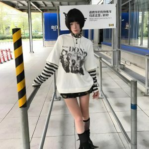 Y2K Fashion Grunge Don't Smoke Layered Top - Trendy Outfit Ideas for Spring & Summer
