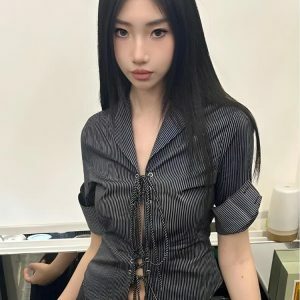 Y2K Fashion Grunge Lace Up Shirt - Trendy Outfit Ideas for Spring & Summer Styles