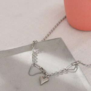 Y2K Fashion Heart Necklace & Bracelet Set for Coquette Aesthetic Outfits & Spring Styles