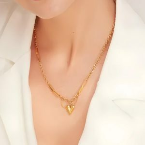 Y2K Fashion Heart Necklace & Bracelet Set for Coquette Aesthetic Outfits & Spring Styles