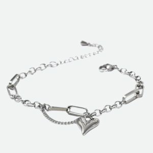 Y2K Fashion Heart Necklace & Bracelet Set for Coquette Aesthetic Outfits & Spring Styles