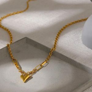 Y2K Fashion Heart Necklace & Bracelet Set for Coquette Aesthetic Outfits & Spring Styles