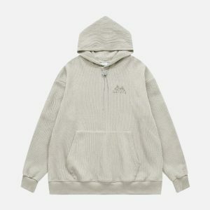 Y2K Fashion Knit Solid Hoodie for Casual Spring & Summer Outfits