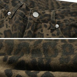 Y2K Fashion Leopard Print Jeans for Casual, Concert, and Vacation Outfits