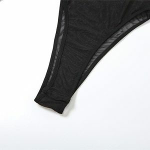 Y2K Fashion Long Sleeve Mesh Bodysuit - Trendy Outfit Ideas for Spring & Summer