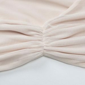 Y2K Fashion Long Sleeve Mesh Patchwork Ruched Maxi Skirt Set for Summer & Spring Outfits