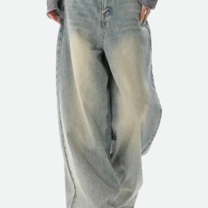 Y2K Fashion Low Rise Baggy Denim Jeans - Trendy Casual Outfits for Spring & Summer